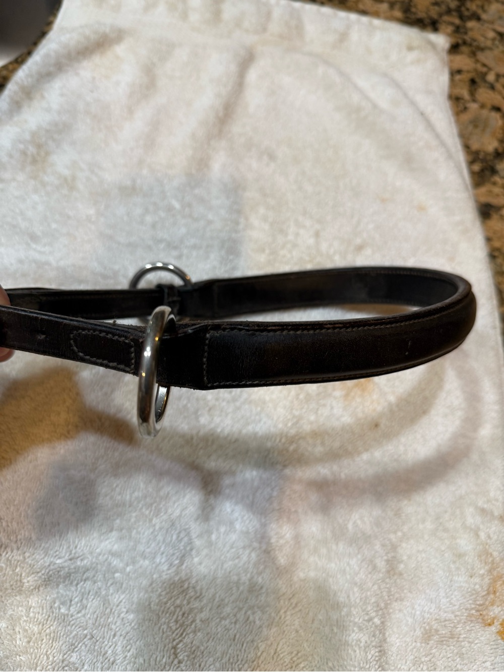 Equestrian Bridle work Nose strap brown leather w/ Metal Rings - Picture 8 of 8